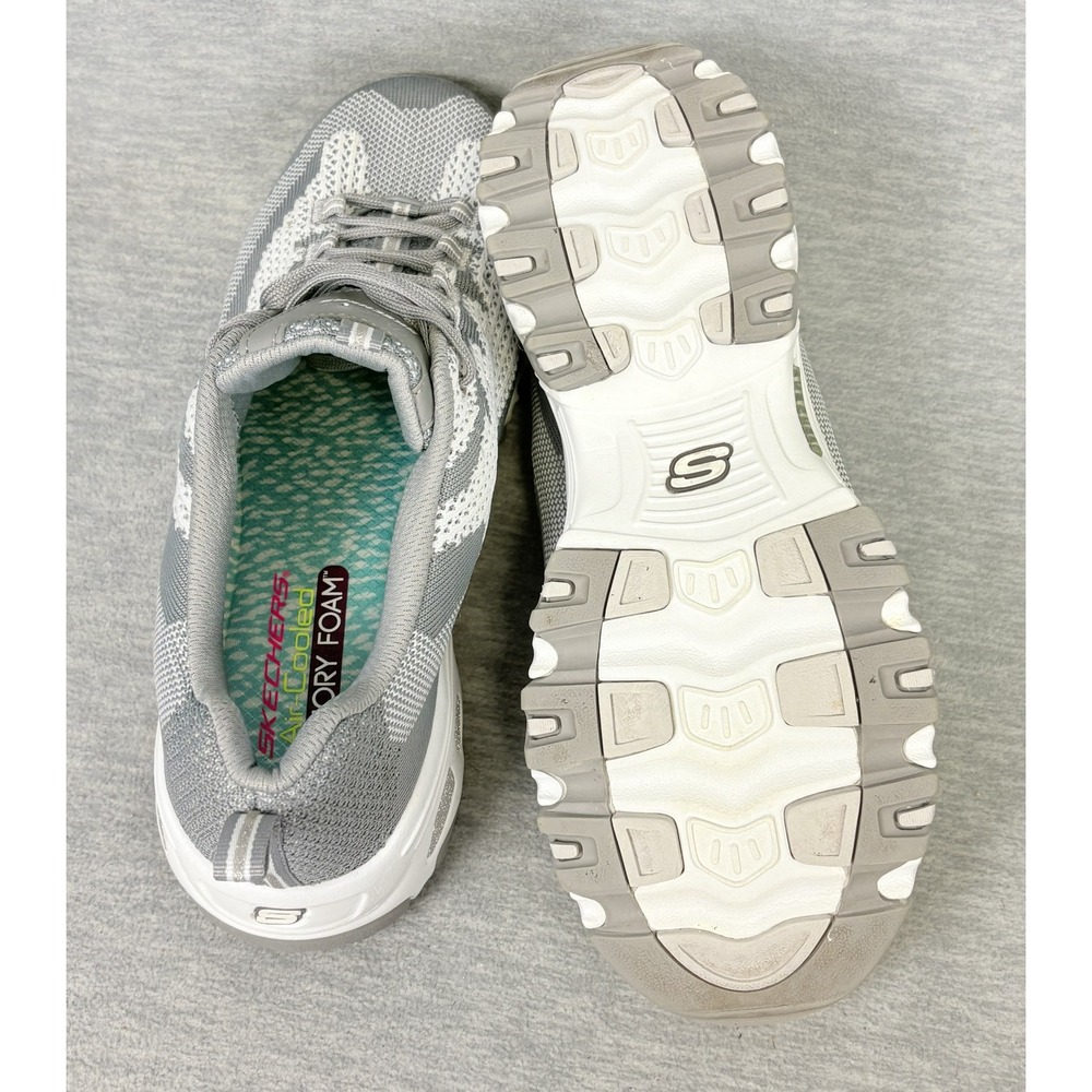 Skechers D'Lites Sneakers Womens 11 Gray White Knit Rhinestone 11955 GYW - Picture 11 of 14